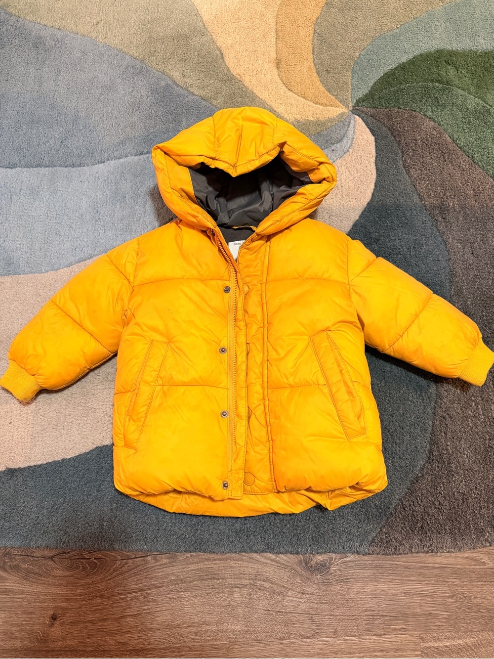 Zara Kids Hooded Puffer Jacket - Yellow